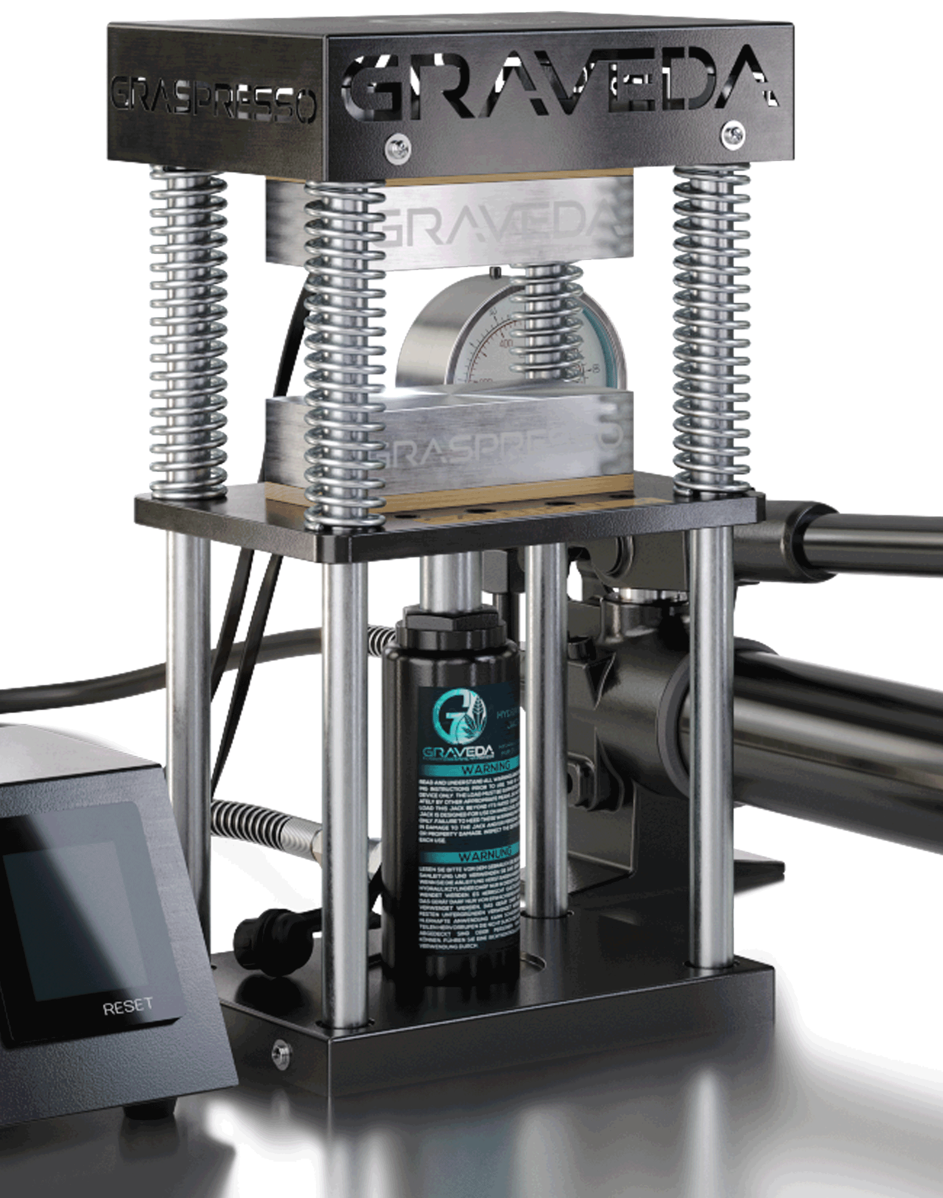 Graveda Refurbished Graspresso - 15T Rosin Press mit 15 Tonnen Hydraulik Zylinder und Druckanzeige, 12 x 6 cm Platten
