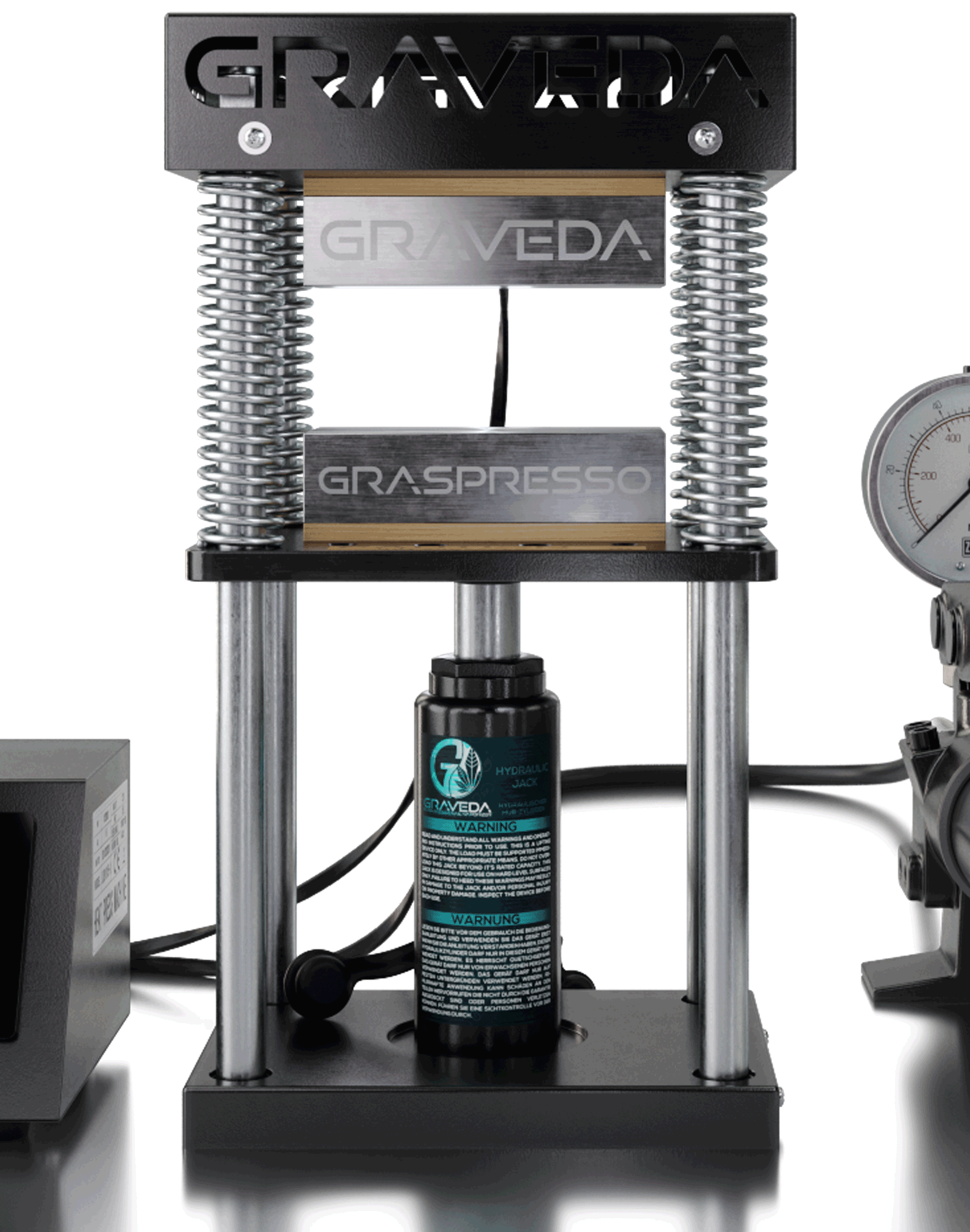 Graveda Refurbished Graspresso - 15T Rosin Press mit 15 Tonnen Hydraulik Zylinder und Druckanzeige, 12 x 6 cm Platten