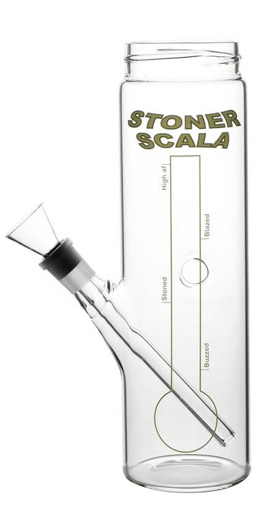 Bottle Bong aus Glas, Glasbong Ø 65 mm , Tabakpfeife mit Glaschillum 13 cm